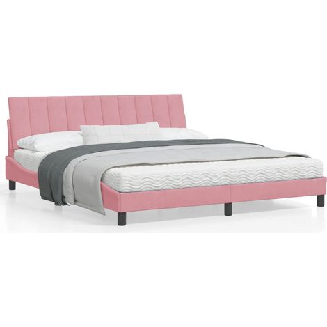 Cadre de lit avec tête de lit Rose 180x200 Velours (1/5)