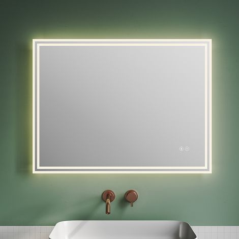 SONNI Badspiegel Led 80x60cm Touch beleuchtung Wandspiegel badezimmerspiegel mit kaltweiß Licht Touch Beschlagfrei Bluetooth 5.0 Vertikal/Horizontal Montierend Schutzklasse IP44 (1/5)