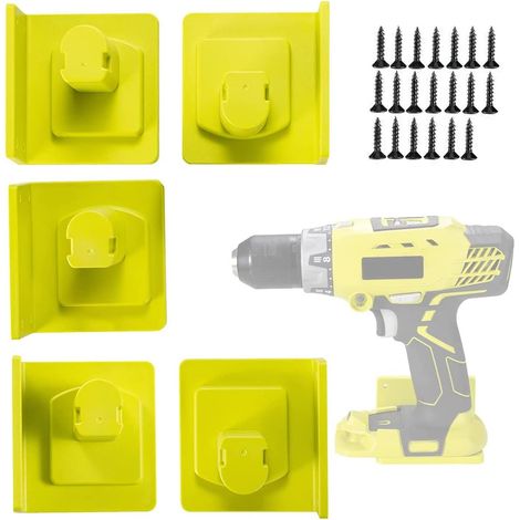 APEX Lot de 5 supports d'outils, supports de batterie muraux pour outils électriques sans fil 18 V avec vis (1/5)