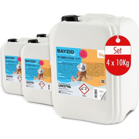 4 x 10 kg de réducteur de pH BAYZID moins 14,9 % de Höfer Chemie pour piscines et piscines afin de réduire la valeur du pH