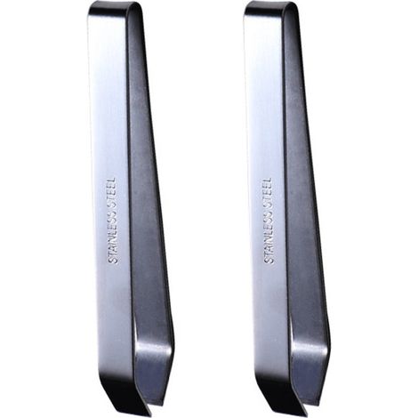 Pince à épiler de cuisine - 11 cm - Lot de 2 - Acier inoxydable - Plate - Pour ustensiles de cuisine de chef, pointes dentelées de précision, outils de beauté (1/4)