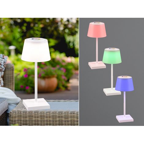 Akku LED Outdoor Tischleuchte SANCHEZ Weiß mit RGBW, Höhe 30cm (1/5)