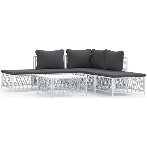Maison Exclusive - Set Salotto da Giardino 6 pz con Cuscini in Acciaio Bianco (1/5)