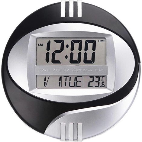 Digitales Wandthermometer mit Temperaturanzeige, elektronischer LCD-Uhr, schwarzem Kalender, großem Display für Wohnzimmer und Büro, präzises und gut lesbares Modell (1/5)