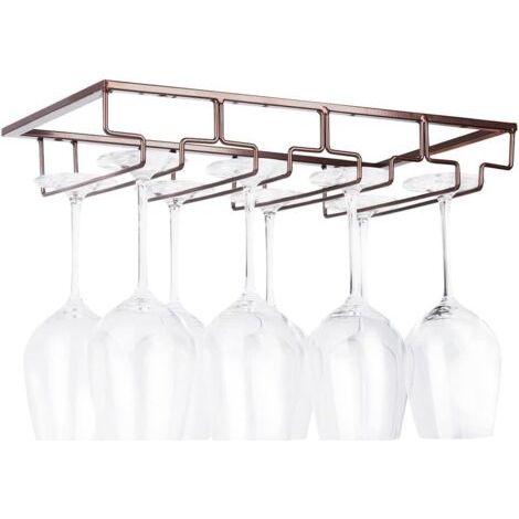 1 Support Verre à Vin, 4 Rangées, Métal Inoxydable, Suspension Armoire, Cuisine Bar Restaurant (1/5)