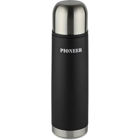 Pioneer 1L Black & Stainless Steel Flask
