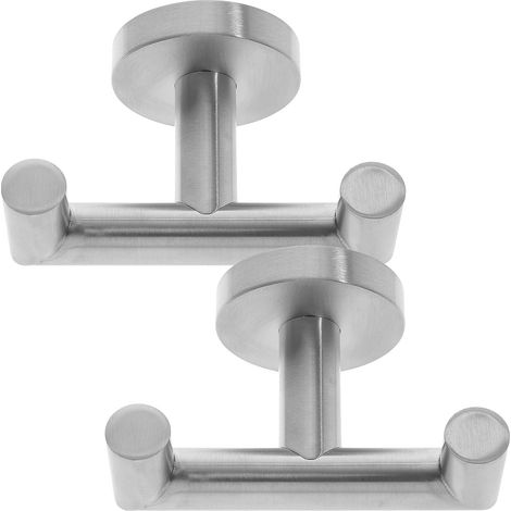 Lot de 2 crochets muraux en acier inoxydable doubles
