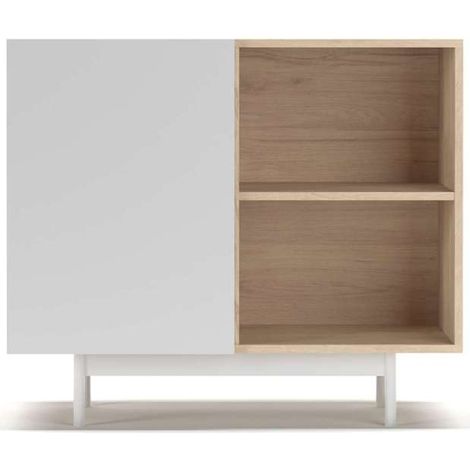 Mueble auxiliar modelo 601-2 acabado en roble/blanco. 78 cm (alto) x 90 cm (ancho) x 34 cm (prof.) (1/4)