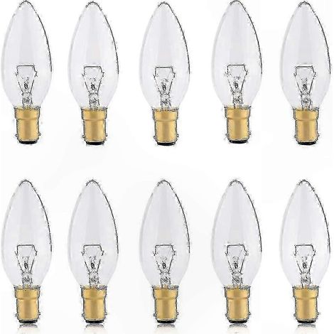 Ampoules B15 à intensité variable 2,5 W, lot de 10, culot à baïonnette SBC, blanc chaud doux 2700 K, 260 lumens (1/5)