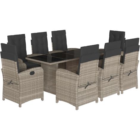 Maison Exclusive - Set Pranzo da Giardino 9pz con Cuscini Grigio Chiaro Polyrattan (1/5)