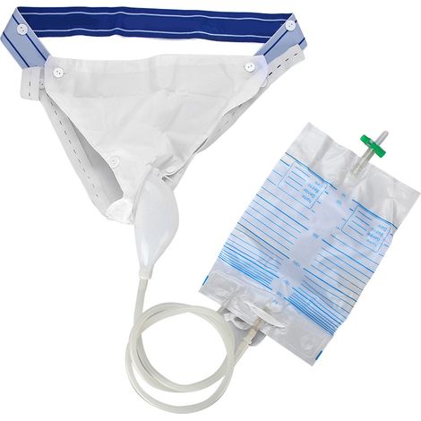 Urinoir en silicone pour adultes, hommes, femmes et personnes âgées, avec sac de recueil d'urine (modèle homme). (1/5)