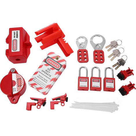 Kit de consignation et d'étiquetage électrique, ensemble de consignation de circuits, dispositif de consignation de disjoncteurs avec sac de rangement (1/5)