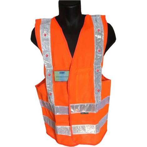 GILET DE SÉCURITÉ ORANGE AVEC 16 LED ROUGES PROLUTECH - P023GLEDO0 (1/5)