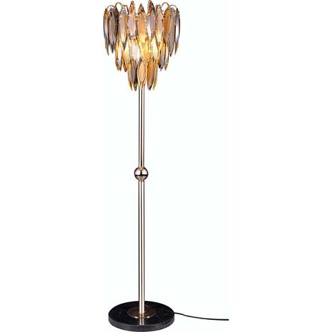 Stehlampe Standleuchte Leseleuchte 4 Flammig goldfarben Kristalloptik H 165 cm