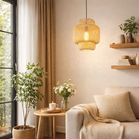 Lámpara colgante mimbre Mini TARTA Ø28cm E27 (1/5)