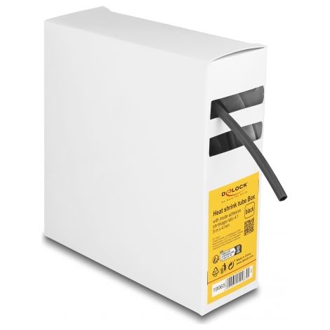 Delock Caja de tubos termorretrÃ¡ctiles, con adhesivo interior, relaciÃ³n de contracciÃ³n 4:1, 5 m x 4 mm negro