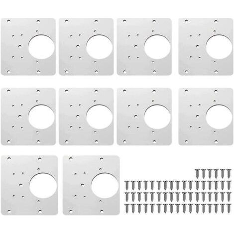 Lot de 10 Plaques de Réparation de Charnière Armoire avec Vis Kit de Réparation de Charnière en Acier Inoxydable
