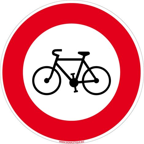 Panneau Interdit Aux Vélos. Signalisation Interdiction Vélo. - Adhésif - Diamètre 280 mm (1/5)