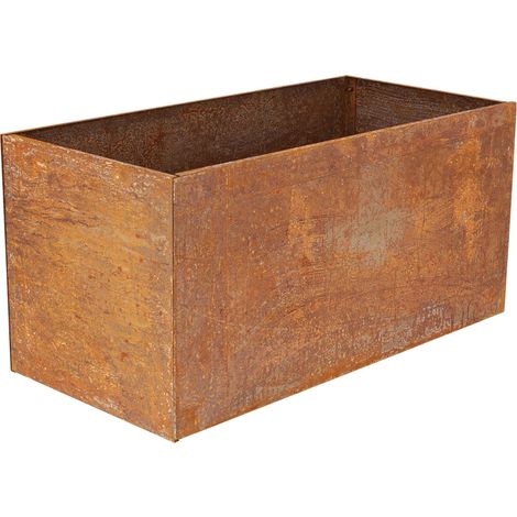 Esschert Design – Jardinière rectangulaire en métal aspect rouille – Longueur 78,2 cm – Hauteur 38,2 cm – Profondeur 38,2 cm – Acier Corten pour extérieur