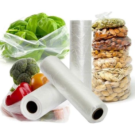 Gefrierbeutel, Rolle mit 500 Stück, 18 x 23 cm, aus strapazierfähigem, transparentem Polyethylen, zur Frischhaltung von Lebensmitteln. Ideal für Obst, Gemüse, Fleisch und andere Lebensmittel.