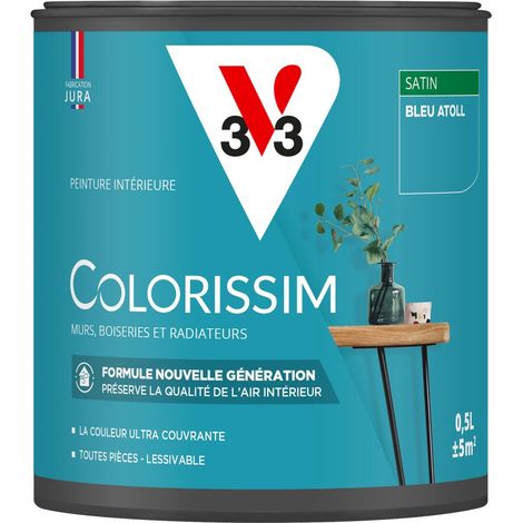 Peinture murale intérieure Colorissim® V33 Bleu atoll Satin 0,5L (1/5)