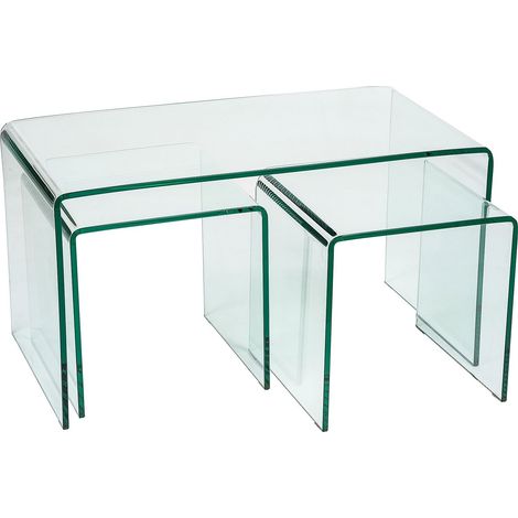 Modena Set of Clear Glass Coffee Tables for Living Room (1/3)