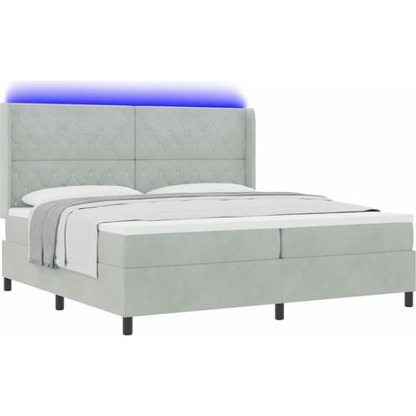 Maison Exclusive - Boxspringbett mit Matratze mit LED Hellgrau 20
