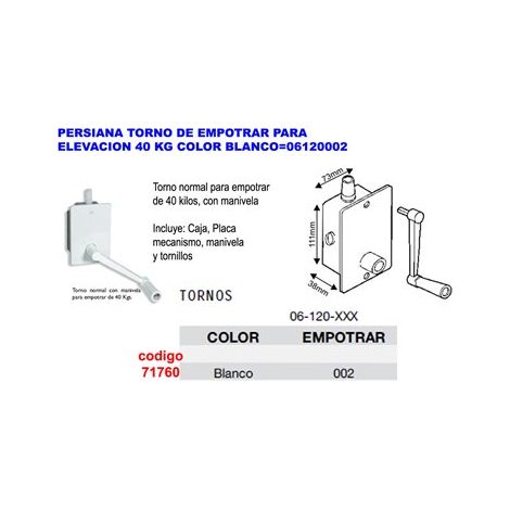 Store encastrable pour levage 40 kg blanc (1/2)