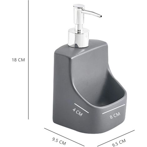 (Gris A) Distributeur de savon pour les mains 390 ml / 13 oz, flacon pompe rechargeable multi-usages pour la cuisine, la table, les voyages et le savon à vaisselle. (1/5)