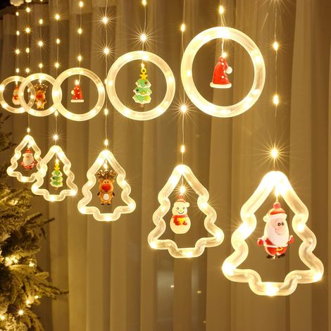 Weihnachtslichtervorhang für Schlafzimmer, LED-Weihnachtssterne mit Fernbedienung und Timer, 8 Beleuchtungsmodi und Funktion, für Weihnachts-, Innen- und Außendekoration, 3 m