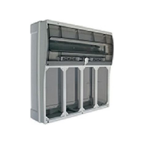 Quadro Da Parete Con Portella Trasparente 22 Moduli Din Per 4 Prese Interbloccate Ip66