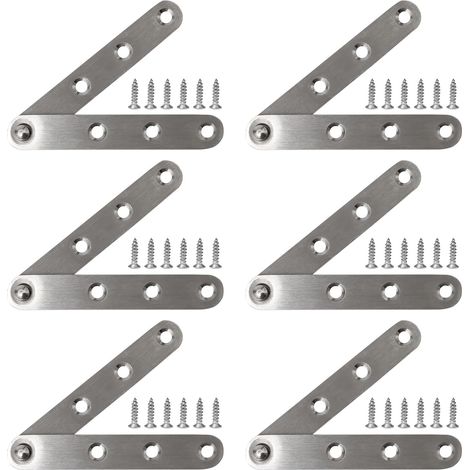 6 pièces Charnières Invisibles en Acier Inoxydable – Pivotantes 360° pour Portes d’Armoires, Placards à Chaussures,Meubles de Salle de Bain et d’Armoires de Cuisine(Charnière ligne, 100165mm)