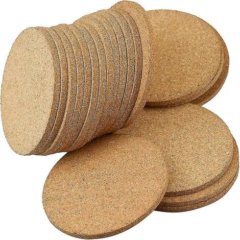 BEBUSINGOTO Lot de 10 dessous de verre ronds rétro en bois et liège 10 cm (1/5)