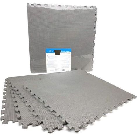 TrAdE Shop Traesio - Set 4 Pezzi Piastrella Eva Colore Grigio 60x60 Cm Tappeto Puzzle Multiuso 194702 - (1/2)