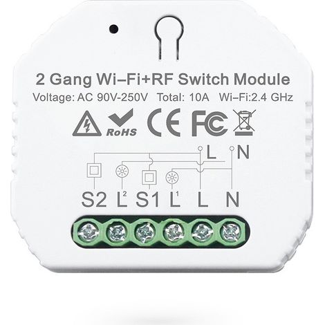 Tuya Mini Interruttore 2 Canali Smart WiFi + RF433 con Telecomando (1/5)