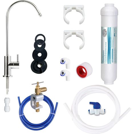 Kit de filtration d'eau potable en ligne sous l'évier Système de bricolage pour éliminer le chlore (1/5)