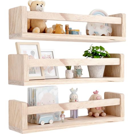 Lot de 3 étagères murales pour chambre d'enfant, étagère murale pour chambre d'enfant, étagère de rangement pour livres, idéale pour (1/5)