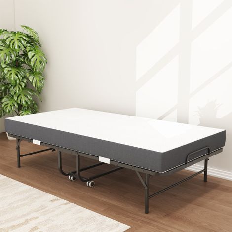 Cama plegable 190x96 cm - Cama individual con colchón de espuma viscoelástica de 9,5 cm de grosor - Negro (1/5)