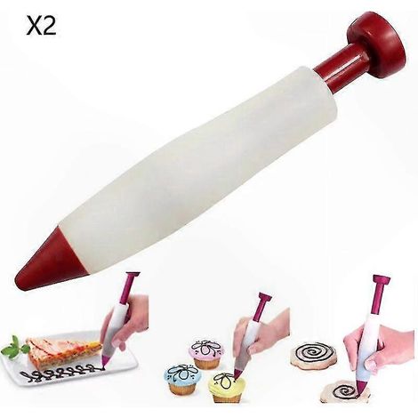 Set mit 2 Silikon-Dekorationsstiften zum Beschriften von Kuchen, Schokoladenglasur und Gebäckkreationen (1/5)