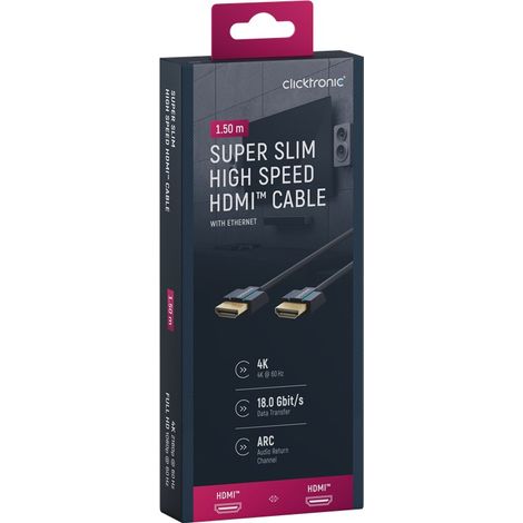 Ultra-Slim Câble HDMI™ Haute Vitesse avec Ethernet, 4K/60Hz. Longueur de câble 1.5 m (1/5)