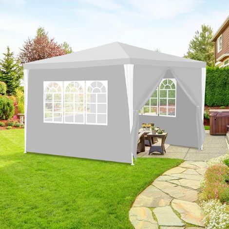 SWANEW Tenda o pergolato Tenda per ricevimenti con pannelli laterali rimovibili Grande bianco 3x3m (1/5)