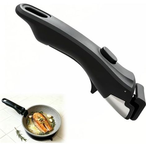 Poignée Universelle Amovible pour Casserole et Poêle, Tension Réglable, Résistante à la Chaleur jusqu’à 250°C, Manche Détachable en Acier Inoxydable et Silicone, Antidérapante, pour Sets de Cuisine (1/5)
