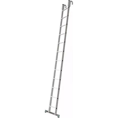 Scala a pioli singola con 18 pioli - Altezza massima raggiungibile 4,81 m - Larghezza 0,34 m - Con gancio con apertura di 55 mm - 7118-CR