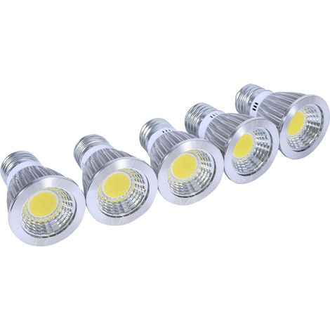 Spot Led E27 - 5 W - Température De Couleur 6000 K - Technologie Cob - Pour Éclairage D'intérieur Et Extérieur - Lot De 5