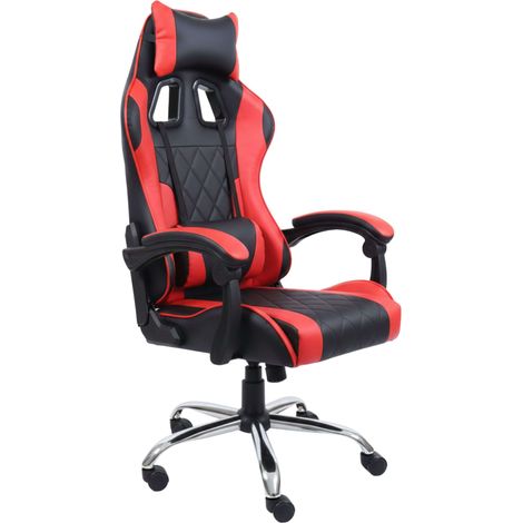 Silla Gamer Legend Negro y Rojo cojín lumbar y reposacabezas material tela estructura metal 63x120x66 cm