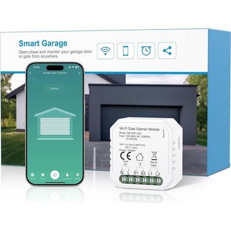 Maxcio Alexa Compatible AC/DC WiFi Connected Garage Door Opener Google Home Compatible Smart Controller, Voice Control, App Control, Timer & Real-Time Notification (1/5)