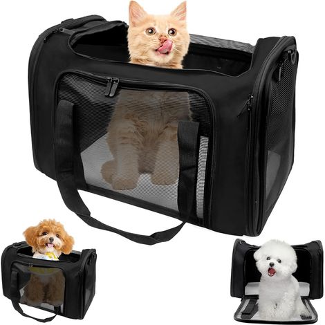 Sac Transport Chat Chien 51x33x33cm Sac de Transport pour Chien Respirant et Pliable, Caisse de Transporteur Chat avec Bandoulière Réglable Pèse jusqu'à 7,5kg pour Chats et Chiots (1/5)