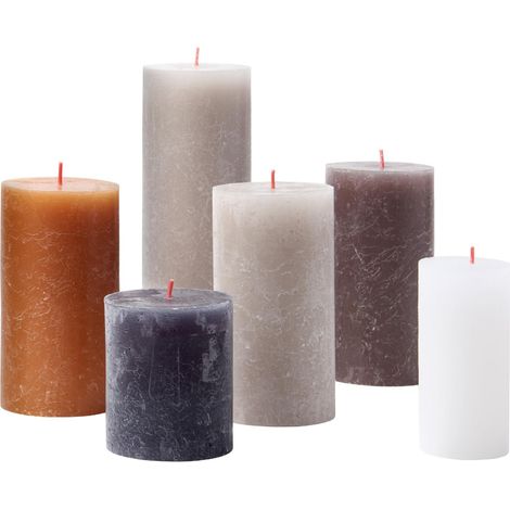 Bolsius Set Regalo di 6 Candele Rustiche Assortite Decorative - Colore New Neutrals - Cera Inodore - Vegana - Senza Olio di Palma - Senza Profumo (1/5)