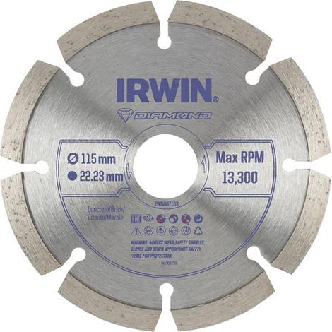Irwin Segmented Diamond Blade for Angle Grinders – 115 x 22.23mm, Suitable for Ceramics and Masonry, Model IW8087103 (1/2)