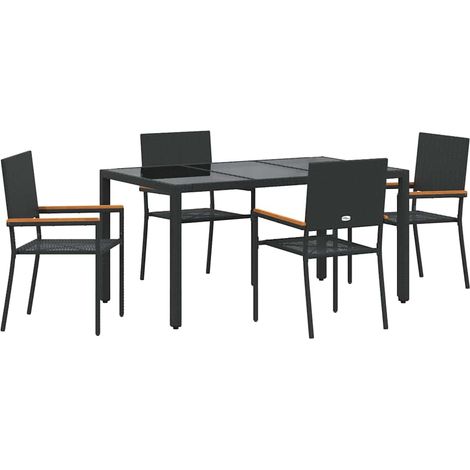 Maison Exclusive - Conjunto de Comedor de Jardín 5 uds. Negro rat (1/5)